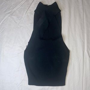 petal and pup black knit crisscross design halter top